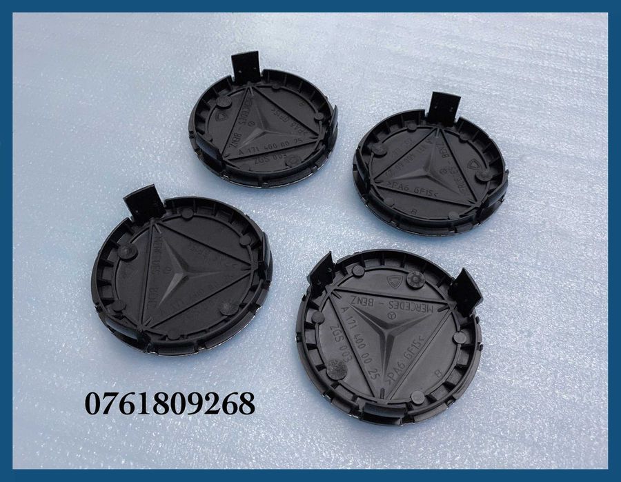 Set 4 capace negre 75mm jante aliaj Mercedes Benz