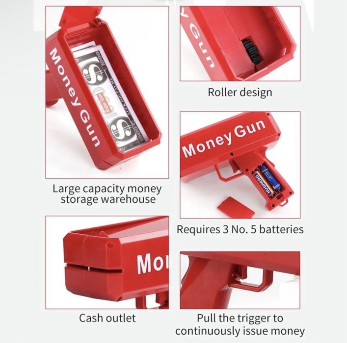 Диско парти Пистолет изстрелване на пари money gun пистолет за пари