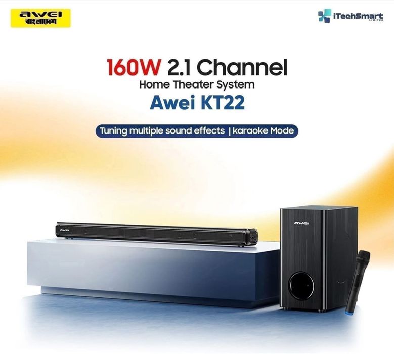 Awei KT22 Караоке Саундбар 160W 2.1 с микрофоном, сабвуфер