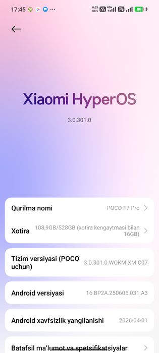 Poco F7 pro. 12+12/512