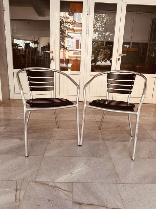 Алуминиеви столове с подлакътници – комплект 2 бр от 90-те