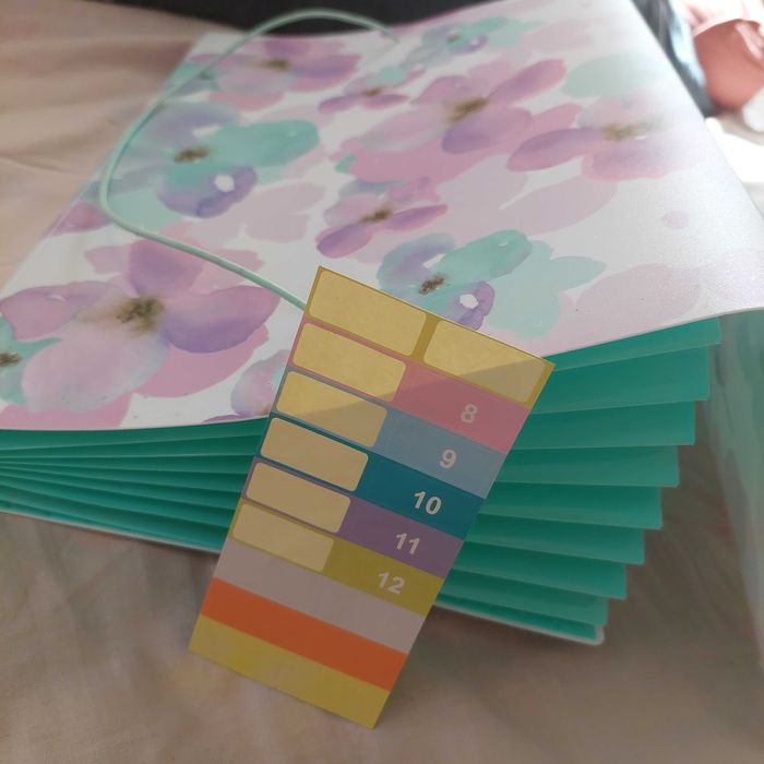 Servieta documente 8 compartimente cu elastic  multicolor 33/3/24,5