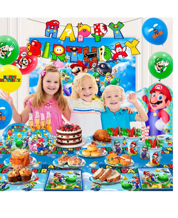 Комплект парти аксесоари детски рожден ден ,Super Mario, 177 части