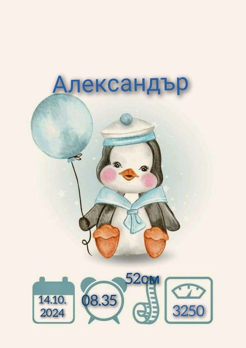 Бебешка визитка в рамка