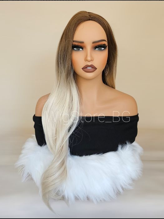 Руса омбре перука без бретон на леки вълни