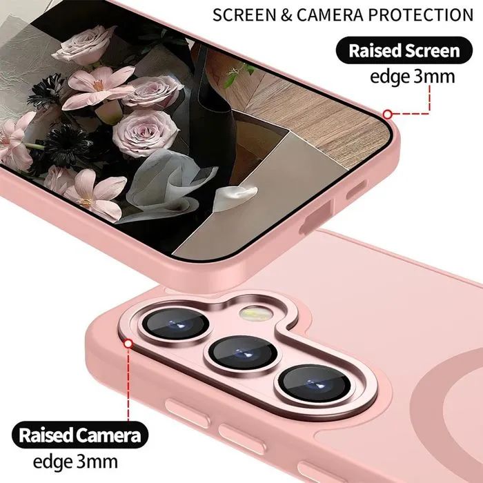 Матов magsafe кейс за samsung galaxy s26+ plus - розов - със защита на