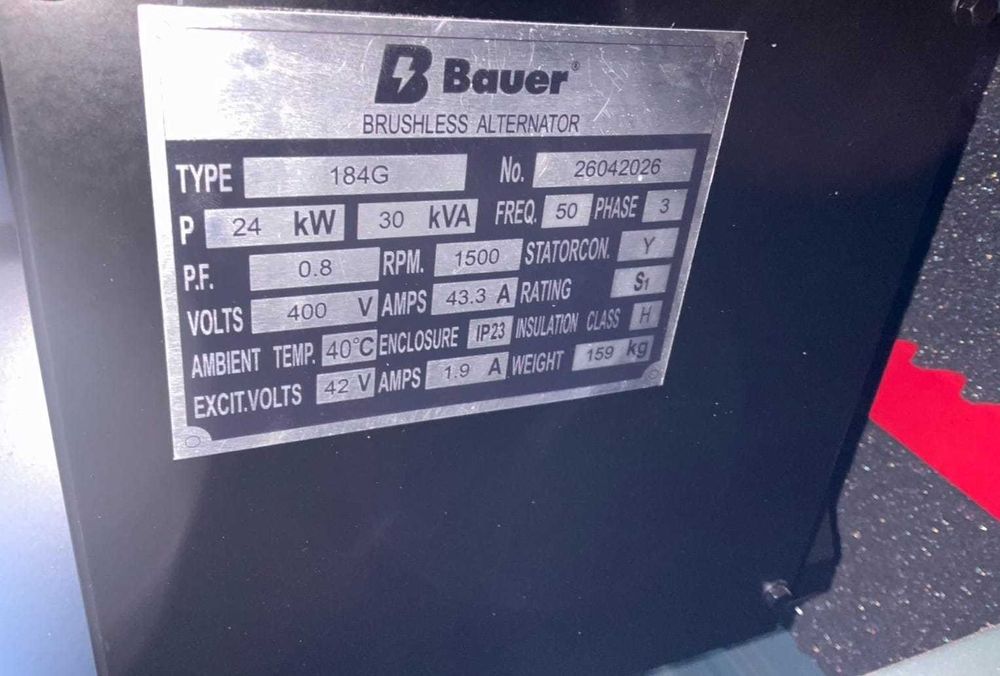 Generator diesel Bauer 24 kW / 30 kVA – 33 kVA – insonorizat, trifazic 400V