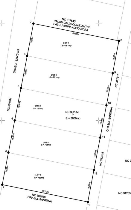 De vanzare 5 parcele in Orasul Santana