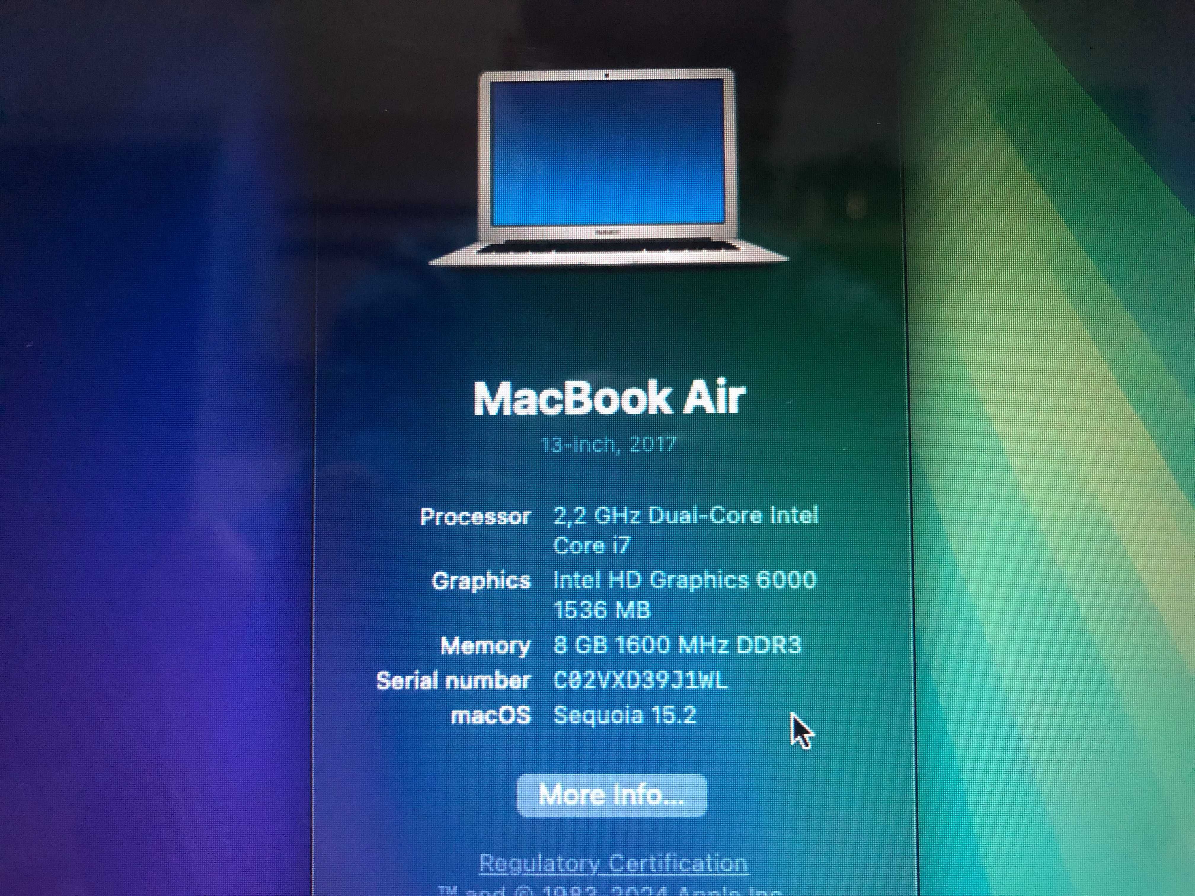 MacBook Air 13,3 '' 2017 i7 2,2 GHz, 8 GB, SSD 256 GB. CA