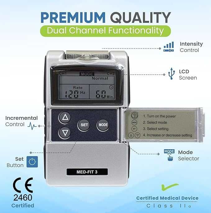 Med-Fit 3 Цифрова двуканална TENS машина за облекчаване на болката