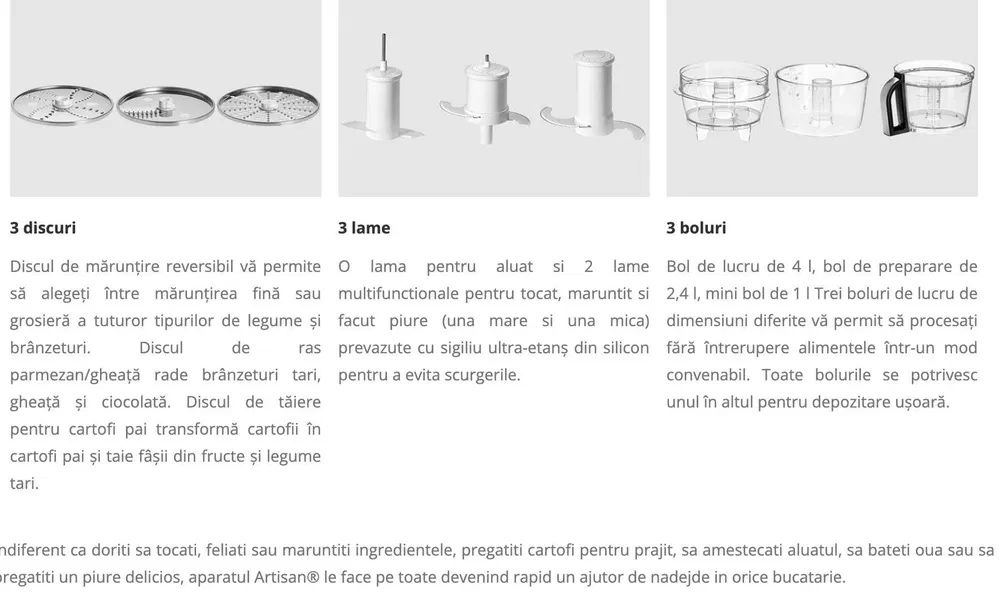 PF vand robot de bucatarie KitchenAid Artisan 650W, 4l, Crem