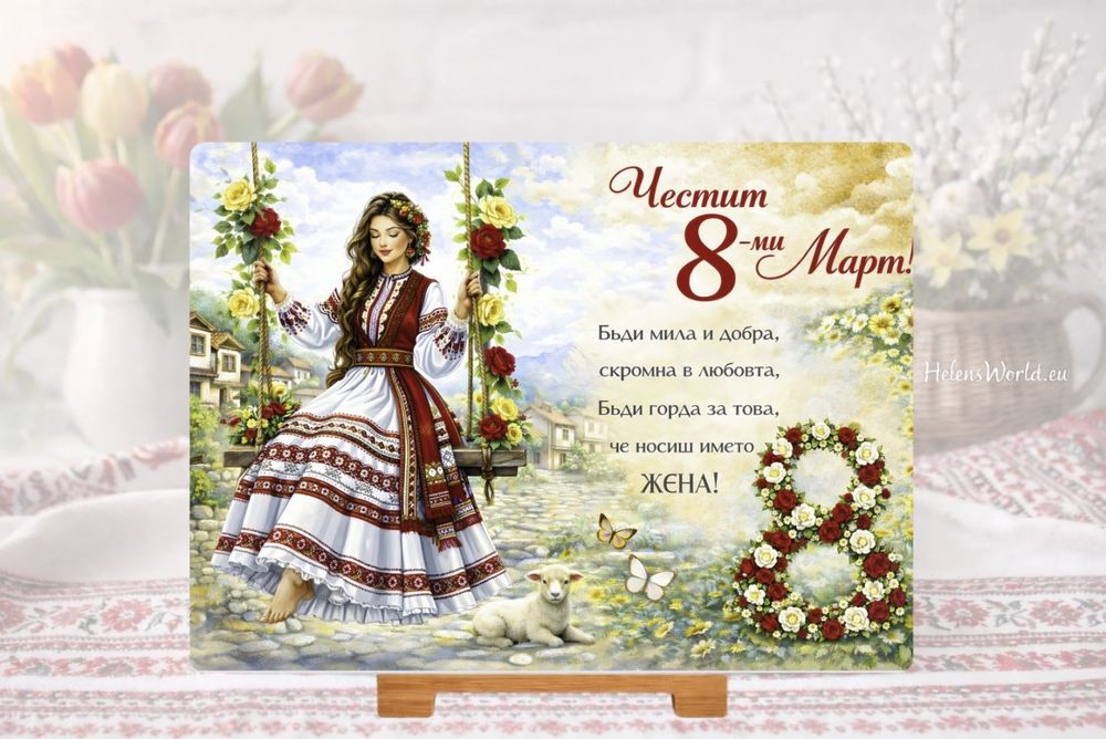 Стъклена дъска за рязане в кухнята за 8ми март, празник, подарък, жена