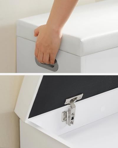 Бяла кожена пеика тип шкаф за обувки с рафтове !