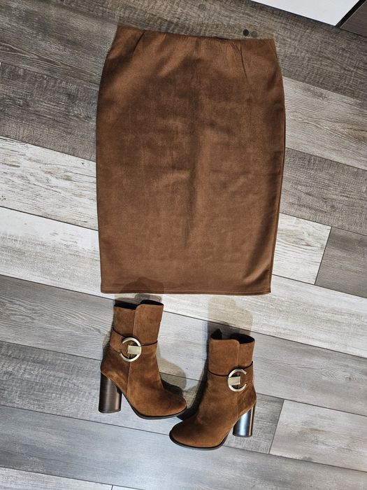 Set fustă + botine maro