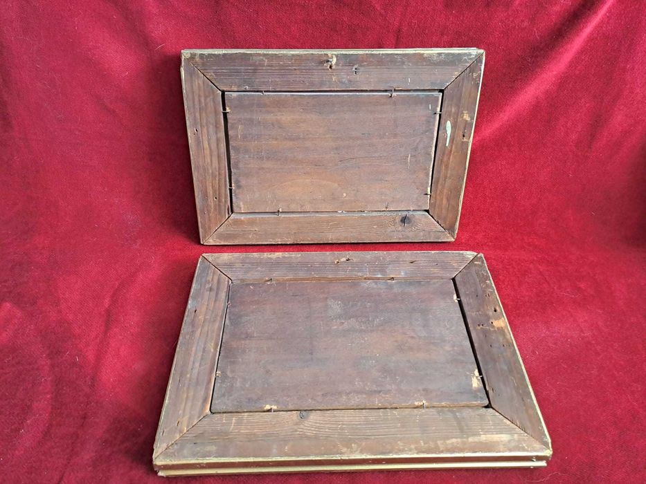 tablou vechi pictura pe lemn 29/40 cm semnat