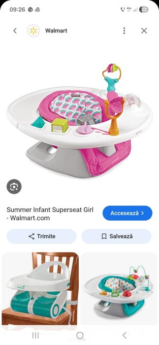 Vând scoica și scaun pentru bebe