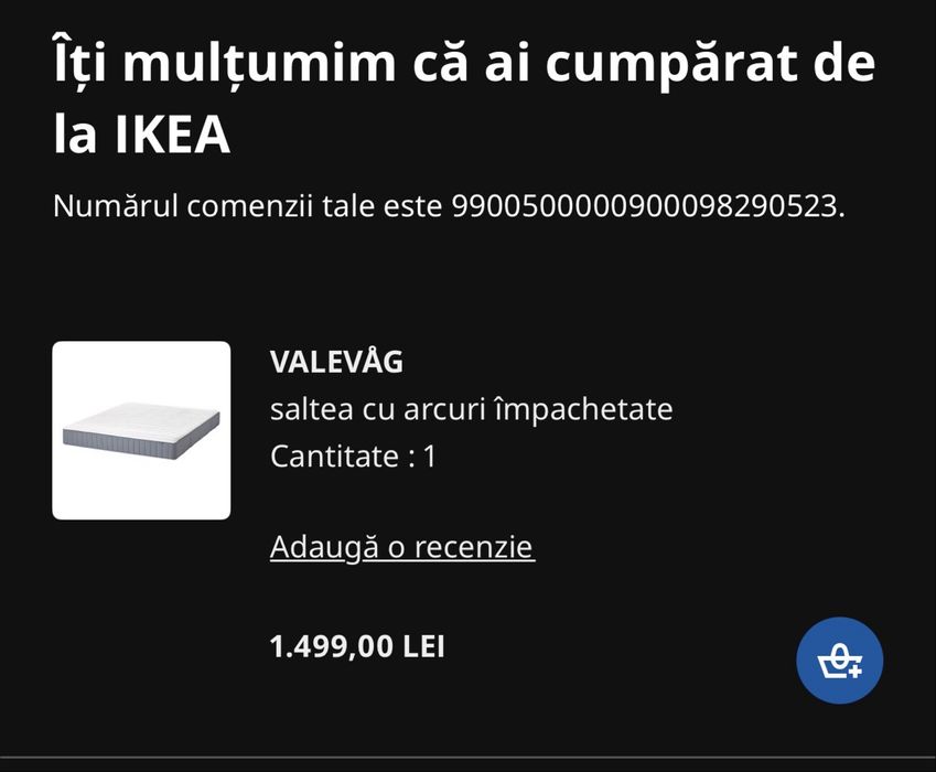 Saltea IKEA VALEVAG 160x200 24cm grosime