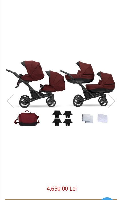 Vând cărucior gemeni Kunert Boostere 3 in 1