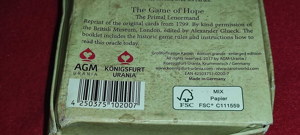 vand - Carti de joc UR- LENORMAND + 36 carti + brosura editia 2017 -