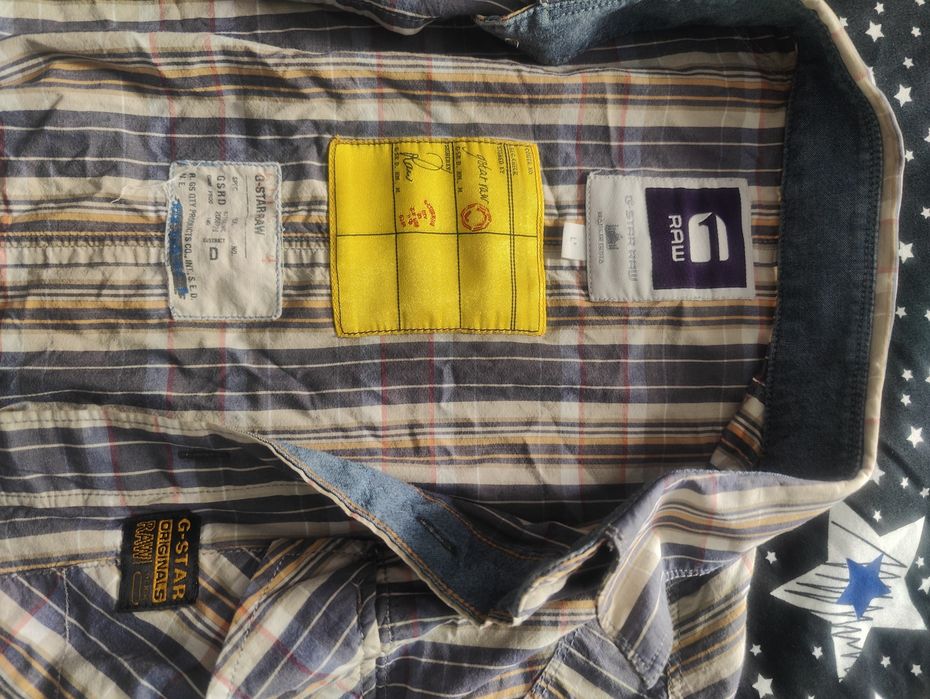 Cămașă bărbați G-Star RAW originală, mânecă scurtă, mărimea L – Carouri / Linii