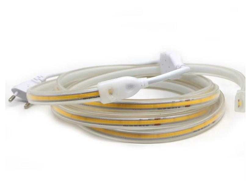 IP67 Водоустойчива COB LED лента, 220 светодиода/м, EU щепсел, 4 метър