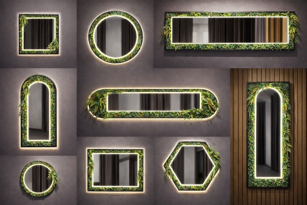 Panou decorativ Green Wall cu oglindă LED