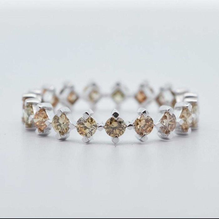 Inel aur alb 14k cu 19 diamante naturale 1.14 ct