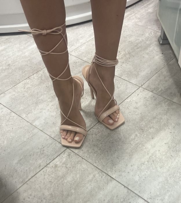 Сандали от еко кожа, висок ток