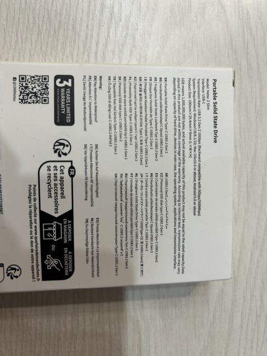 Ssd extern portabil/ Netac Z slim 500GB 550MB/s nou