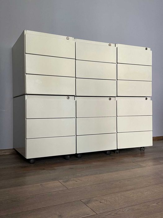 dulap mic cu roti metalic rollbox Steelcase 3 sertare birou casetiera