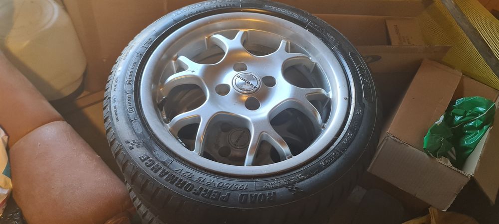 Jante BORBET 15 inch  4X100  + 4 cauciucuri vară noi 195/50 r15