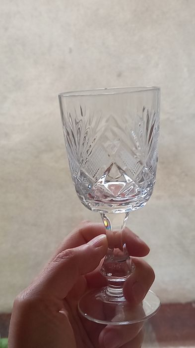 Vand set 5 pahare cristal masiv Bohemia noi nefolosite cu picior