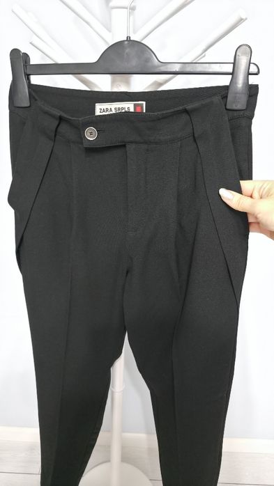 Pantaloni eleganti, croiala conica, din colecția Zara SRPLS, negri, S