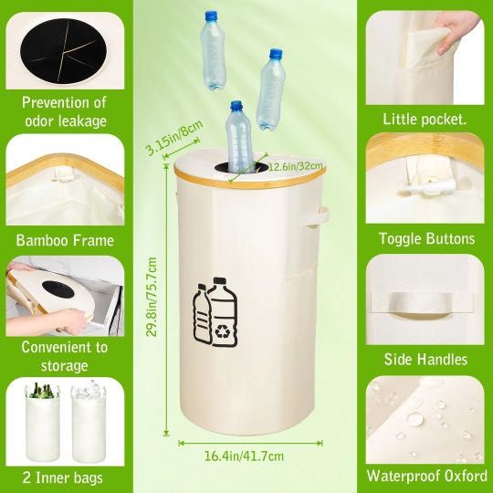 Cos reciclare, sac colector de sticle, plastic sau doze, culoare negru