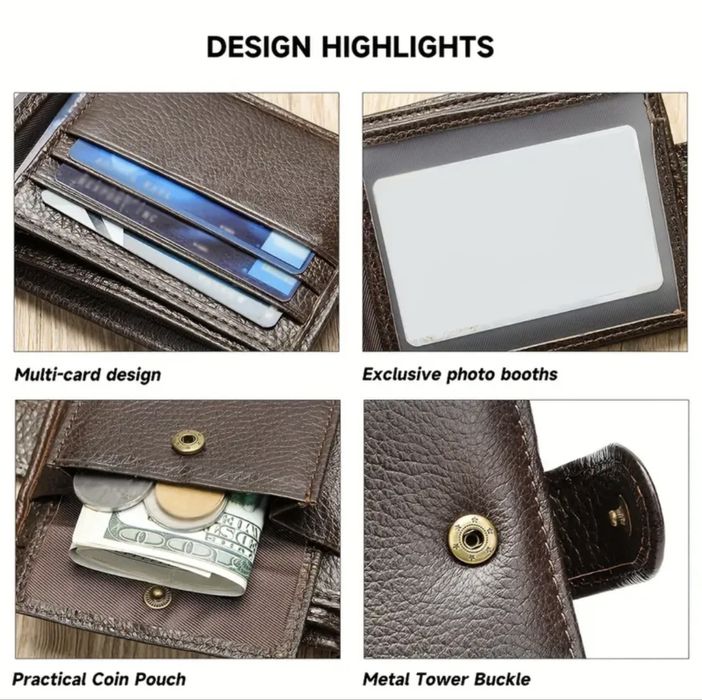 Мъжки защитени RFID кожени портфейли/Модерни и удобни в черно и кафяво