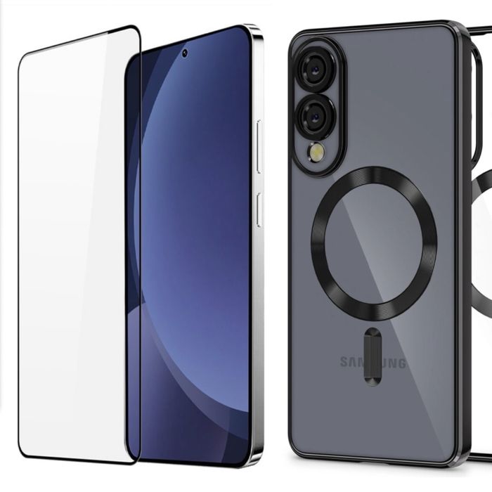 Samsung S25 EDGE - Husa Magsafe Luxury + Folie Sticla Full Cover Safe