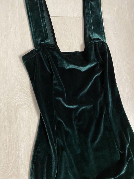 Rochie Bogas catifea verde midi Xs livrare gratuita