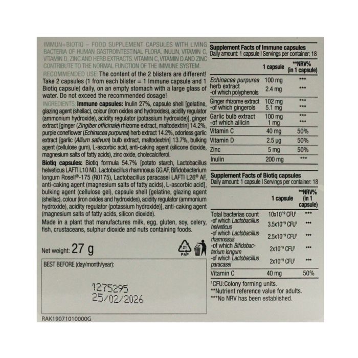 Пробиотик BioTech USA Immune Biotiq 36 капсул