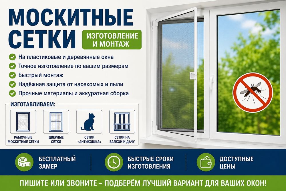 Москитные сетки, ремонт пластиковых окон