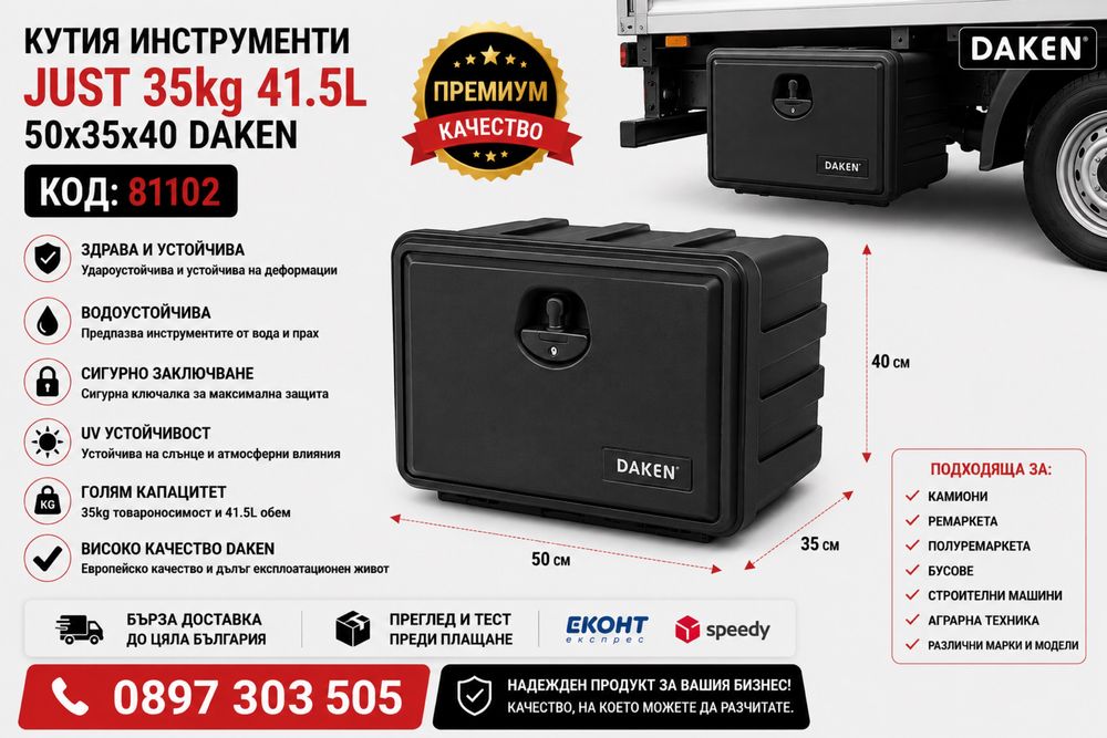 Кутия за инструменти DAKEN JUST 35kg 41.5L – 50x35x40 см – Код 81102