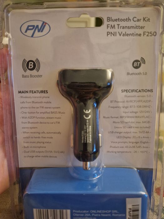 Modulator FM cu bluetooth