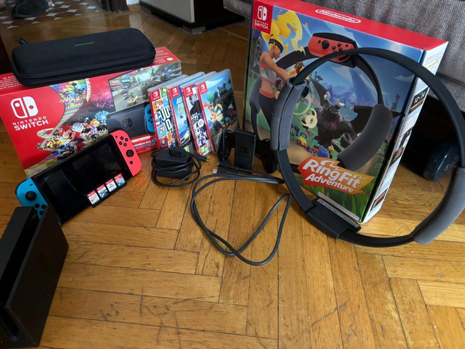 Nintendo Switch + Ring fit + Jocuri + Micro SSD 128gb + Accesorii