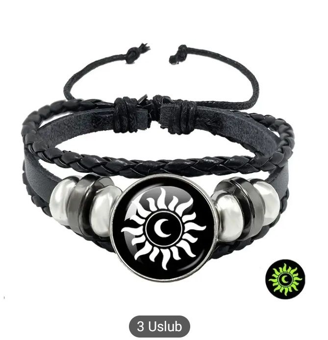 2 dona/to'plam Yorqin Quyosh va Oy Jozibali Brasletlar, Sun'iy Charm