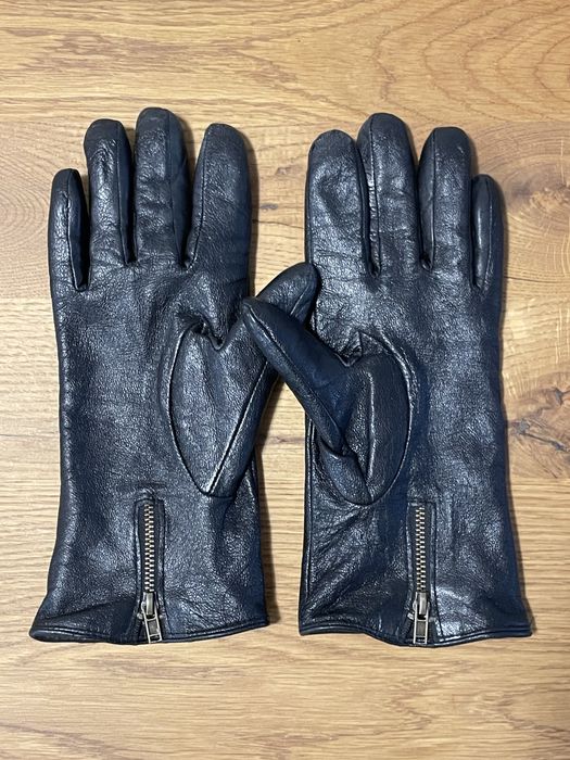 Дамски черни кожени ръкавици