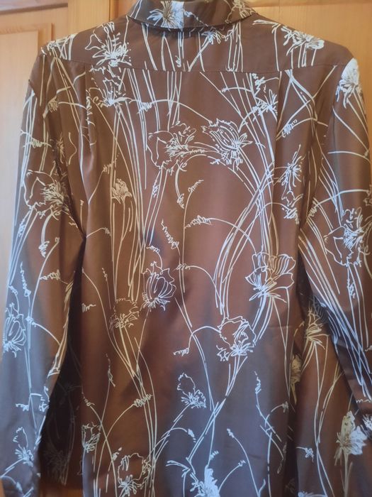 Bluza maro cu imprimeu crem mărimea 48-50