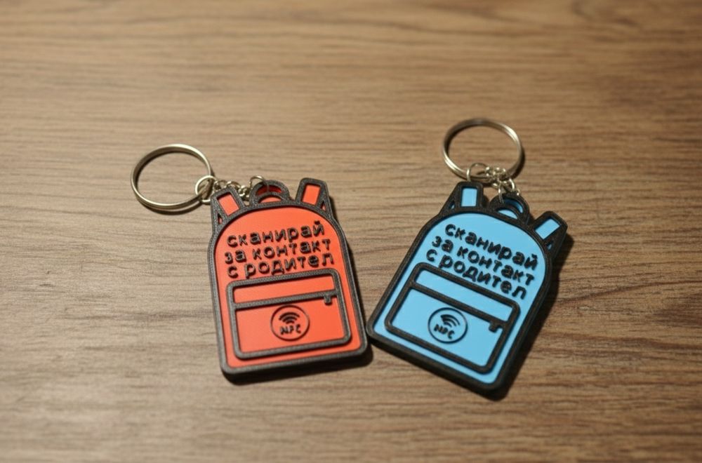 3Д принтирана раничка с NFC контакт на родител