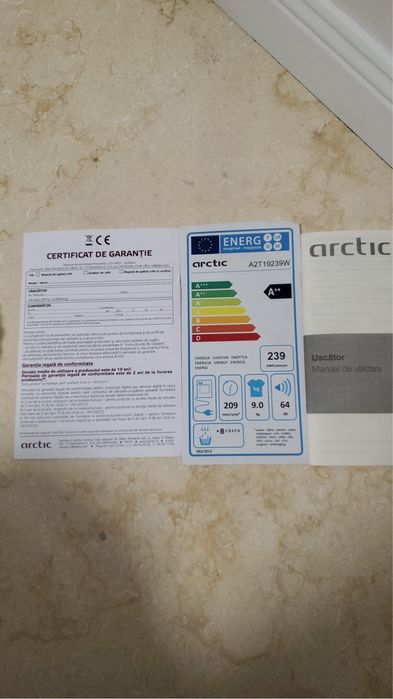Uscator de rufe ARCTIC, 9kg, 15 programe, pompa de caldura