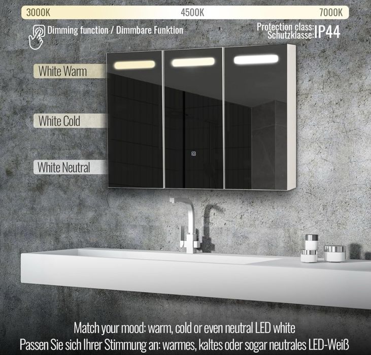 Огледално шкафче за баня Aquamarin® с LED осветление