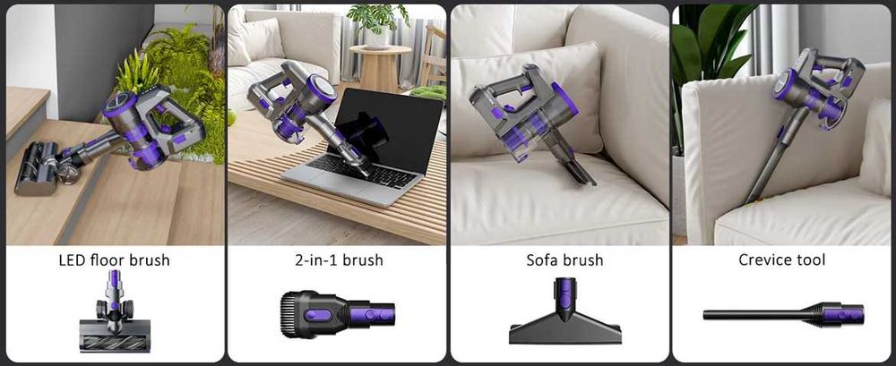 Aspirator Vertical Fără Fir 60000Pa 550W 60min Ultra Ușor NOU