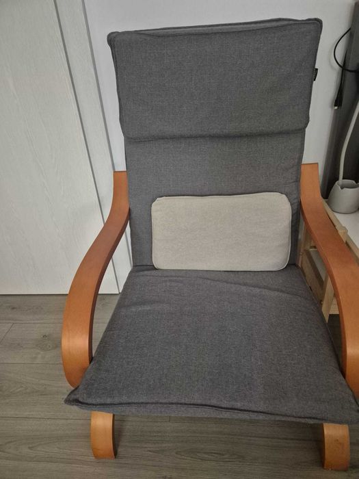 Fotoliu Kring Hemming, cadru curbat 60x60x90, material textil gri